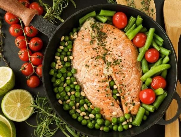 Pescado y verduras